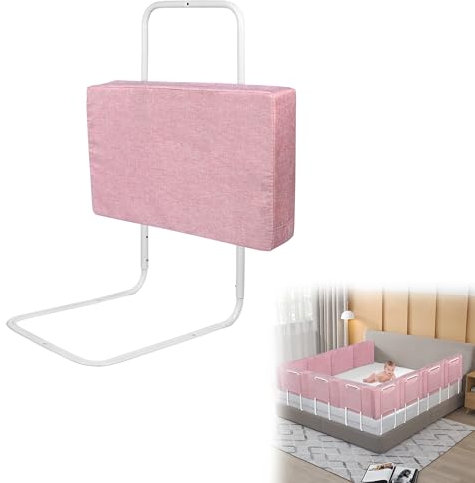 YRHome 60cm Kinderbettgitter Bettgitter Bettschutzgitter für Kinder Rausfallschutz Bett Kinderbettgitter 5-Loch Höhenverstellbar für Kinderbett & Familienbett Rosa