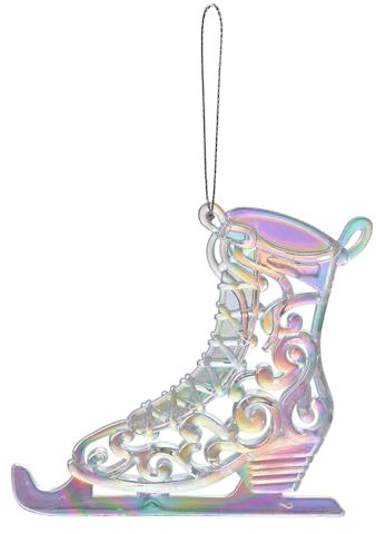 Clayre & Eef Weihnachtsanhänger Schlittschuhe 12 cm Silberfarbig Kunststoff