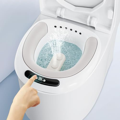 Ixdregan Elektrisches Sitzbad für Toilettensitz, Hämorrhoiden, Postpartum-Pflegewanne, LED-Anzeige Sitzbad für Frauen und Männer, Sitzbad-Salzschüssel, Hüftbadebecken, faltbar, Wassersprühstil