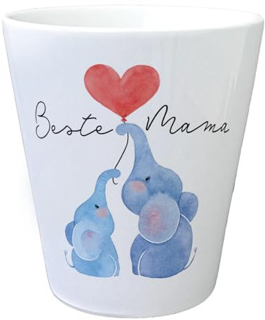 Elefant Mutter und Kind Blumentopf mit Spruch Beste Mama Muttertagsgeschenk mit Herz - Liebevoll Familien-Erinnerung Tier-Motiv