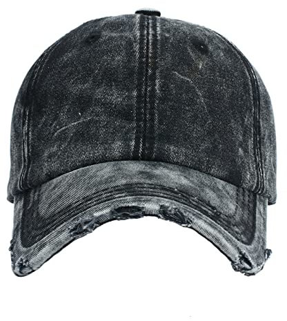 Denim Baseball Cap Damen Herren Zerrissen Kappe Rap Y2K Hip Hop Baseballkappe Vintage Basecap Retro Unisex Mütze Sports Golfkappe Verstellbar Sonnenkappe