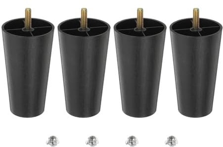 sourcing map 4.5 inch Plastic Furniture Legs, Set of 4 Round Tapered Table Sofa Cabinet Bed Legs, Replacement Furniture Couch Feet with M8 Hanger Bolts