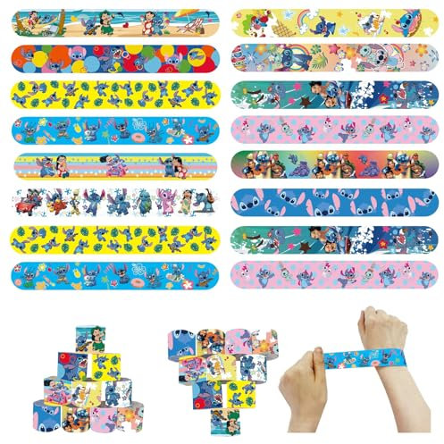 POPOYU Schnapparmband Kinder Sti-tch,24 Stück Lilo und Stich Armband Geburtstagsdeko Slap Armbänder Klatscharmband Wristband für Mitgebsel Kinder Geburtstagsgeschenke Spielpreise Partytütenfüller