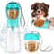 Dog Water Bottle Large Capacity (550 Ml) Dog Travel Water Bottle with Food Container (100g) Portable Dog Water Bottles for Walking Pet Hiking Blue
