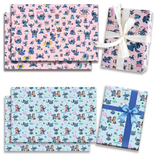 4PCS Wrapping Papers Sheets, 70x50cm Birthday Present Paper Gaming Wrapping Paper for Kid Christmas Halloween