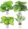 INSANYJ 4 Stück Kunstpflanzen Groß, 35cm Monstera Areca Palmen Kunstpflanze Splitphilo im Topf Künstliche Pflanzen Plastik Pflanze Deko Modern Wohnzimmer Balkon Schlafzimmer Zimmer Hochzeit Party
