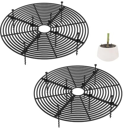 Bieiyhe 2 Piezas Protector de Macetas Negro,Protector Plantas Gatos,Cubre Macetas Interior, Rejilla de Maceta Plástico,Cubierta de Maceta de Malla,Rejilla de Protección de Plantas para Niños-30cm