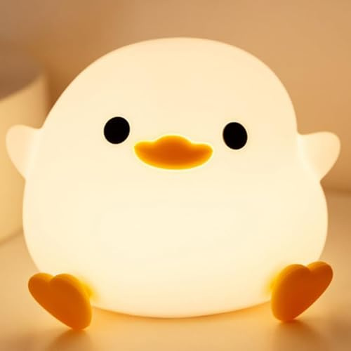 DoDo Duck Nachtlicht, Kawaii Silikon Baby Nachtlampe, Nachtlichter & Schlummerleuchten, Enten Lampe, Kinder Nachttischlampe mit Dimmbar und Touch Sensor, LED Stilllampe für Frauen, Mädchen, Jungen