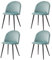 BenyLed Lot de 4 Chaises de Salle à Manger en Velours, Chaises de Cuisine Rembourrées avec Pieds en Métal Noir, Chaises D'appoint pour Le Salon, la Chambre à Coucher, la Cuisine (Vert/Pieds Noirs)