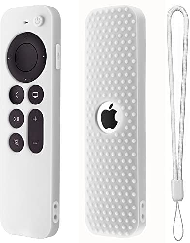 Coque de protection en silicone pour télécommande Apple TV Siri 3ème génération compatible avec télécommande Apple TV 4K 2ème génération 2021 (blanc)
