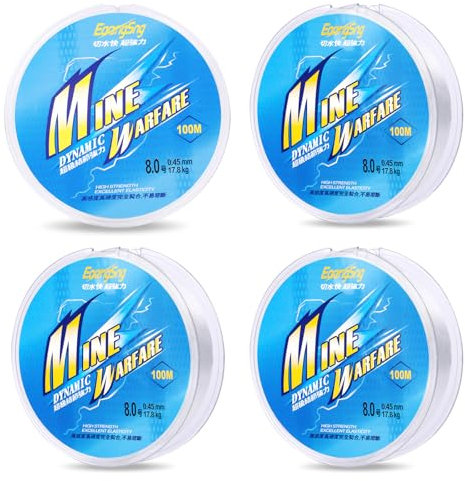 Flintronic 4 Pizzi Lenza da Pesca, 100 Metri Filo di Nylon per Pesca, 0.45mm Di Diametro Filo Da Pesca Trasparente Monofilamento, Forte Tensione, per Nella Pesca e Nell'Artigianato