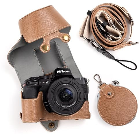 MUZIRI KINOKOO Housse pourNikon Z50 II, Étui de Protection pour Appareil Photo Nikon Z50 II/Z50II avec Objectif DX 16-50 mm f/3.5~6.3 - Étui Amovible avec Bandoulière et Poche de Rangement - Kaki