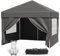 TRIUMPHKEY Faltpavillon 3x3 Wasserdicht Stabil Winterfest | Pop-Up Pavillon Höhenverstellbar | Partyzelt UV Schutz 50+ | Pavillion mit Tragetasche | Gartenpavillon Faltbar für Outdoor Camping,Grau