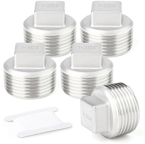 TAISHER 5 Stück 304 Edelstahl Außenquadratgewinde Buchse Rohr Plug Fitting 1BSP Male