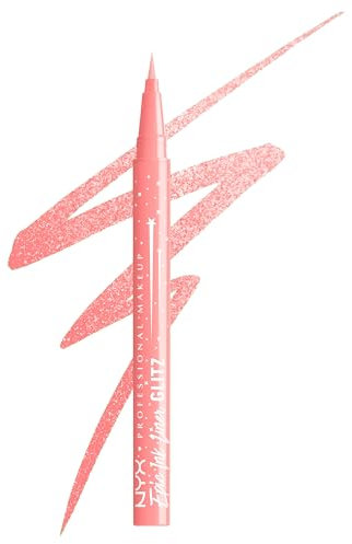 NYX Professional Makeup Epic Ink Liner Jeanz Bootcut Bling – wasserfester Flüssig-Eyeliner in Rosa mit glitzerndem Finish, 1 ml