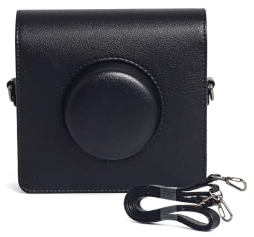 Aisnyho Wide EVO Schutzhülle, PU-Leder, Schutzhülle für Instax Wide Evo mit Schultergurt, Schwarz