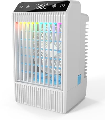 Climatizzatore portatile, condizionatore d'aria senza tubo di scarico, mini condizionatore d'aria con spray e luce notturna colorata, condizionatori mobili per casa, ufficio, campeggio