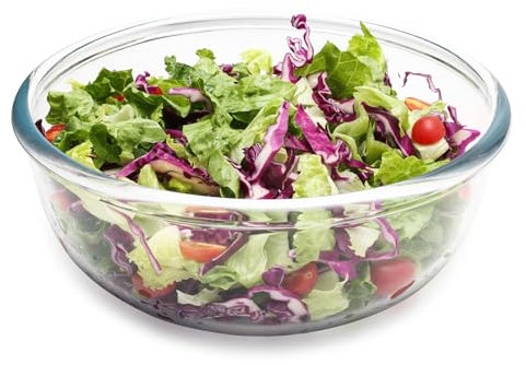 binsakao Large Glass Mixing Bowl - 5700 ml Clear Glass Salad Bowls - Glasses Bowl for Sourdough, Bread Making, Kitchen