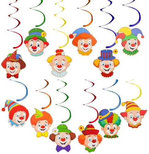 OFFCUP 12 Stück Clown Wirbel Deko Spiralen Girlande Geburtstagsparty Dekorationen Deckenhänger Zircus Spiralen Party Deko für Geburtstag, Hochzeit, Silvester oder Karneval Partydeko