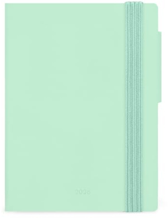 Legami - Mini Wochenplaner 2026, Pastel Mint, 12 Monate, Mini-Adressbuch, Verschluss mit Gummiband, Tagebuch von Januar 2026 bis Dezember 2026, aus FSC-zertifiziertem Papier, 8 x 10 cm