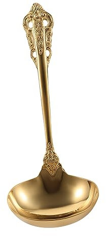 HOLIDYOYO Louche à Soupe Acier Inoxydable Doré Cuillère De Cuisine Pour Servir Poignée Ergonomique Usage Polyvalent
