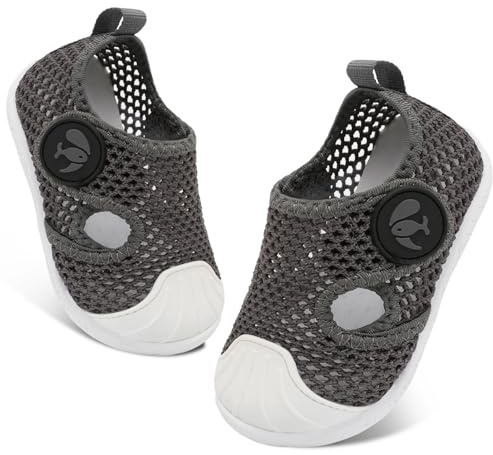 JIASUQI Baby Boys Girls Water Shoes Infant Qucik Dry Barefoot Beach Swim Shoes Toddler Breathable Aqua Socks(Grey,6-12Months)