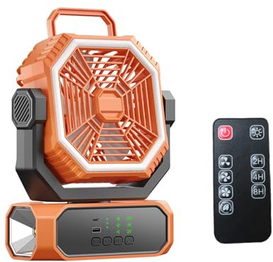 YIZITU Ventilateur brumisateur de tente 20 000 mAh 10 000 mAh rechargeable avec lanterne LED et oscillation automatique pour une utilisation en extérieur