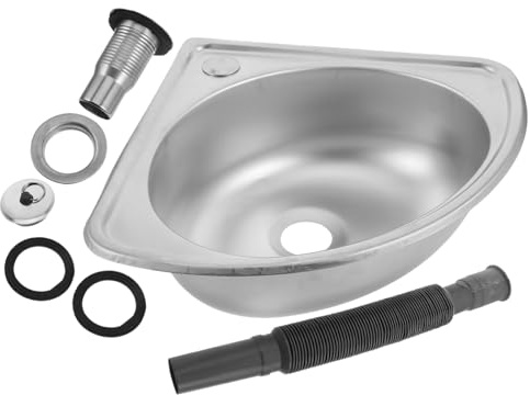 BESTYASH Lavabo de Camping-Acier Inoxydable, Modèle Compact à Cuve Unique | Évier Camping, Forme Éventail, Installation Simple, Usage pour Camping-cars et Petites Cuisines Style Aléatoire