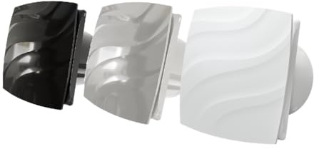 Vlano ALTO Badlüfter, WC Ventilator, Standard, Quick-Fix System, ohne Bohren, 100 mm oder 120 mm, 95/140 m³/h, 25/32 dB, Wandmontage/Deckenmontage, Weiß, Silver, Schwarz, leiser (weiß, 100 mm)