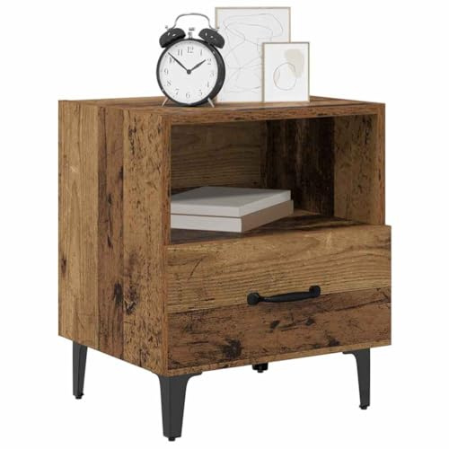 vidaXL Bedside Cabinet Old Wood 40 x 35 x 47.5 cm Engineered Wood, Elegant Nightstand, Rustic Design, Vintage Style Night Table, Compact Storage Bedside Cabinet, Practical Home Decor, Organizer