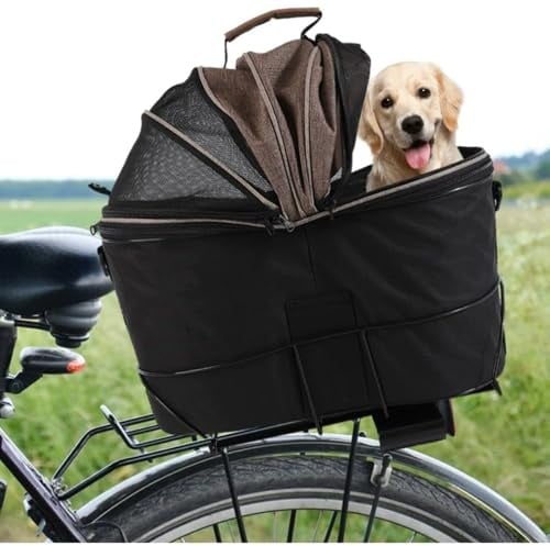 Faltbarer Fahrradkorb für Haustiere, mit Sicherheitsleine und Komfortpolster, universal, strapazierfähig, für kleine und mittelgroße Hunde, Katzen, Radfahren, Reisen
