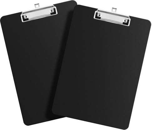 Klemmbrett A4 Schwarz, 2er, 315 x 225 mm | PP Material, Wasserfest, Abriebfest, Versteckter Aufhänger, Für Büro, Lehrer, Schüler