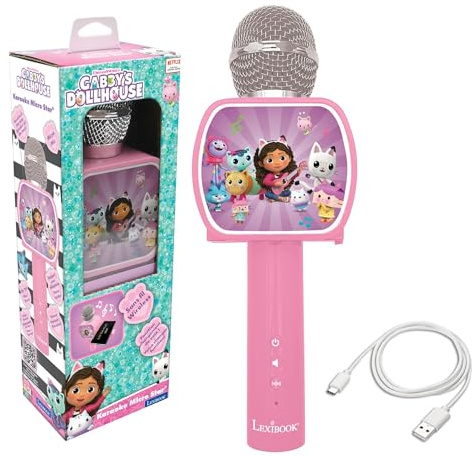 Lexibook, Gabby et la Maison Magique Micro, MIC240GDHLXB | Modificateur de voix, Enceinte intégrée, support téléphone inclus