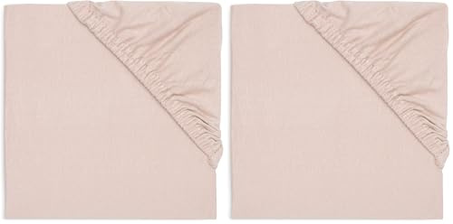 Jollein Spannbettlaken Jersey - Für Wiegen - Wild Rose - 40/50x80/90cm - 100% Baumwolle - Spannbetttuch - Altrosa (Packung mit 2)