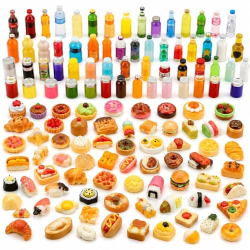 80PCS Mini Bottles Dolls House Replicas for Kitchen Play