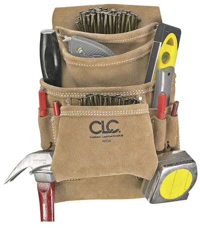 Custom Leathercraft CLC I923X Suede Carpenter's Nail and Tool Bag, 10 Pocket