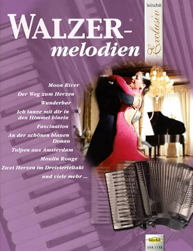 Walzermelodien für Akkordeon Solo inkl. praktischer Notenklammer - 14 bekannte Walzer u.a. mit AN DER BLAUEN Donau in mittelschweren Arrangements (broschiert) (Noten/Sheetmusic)