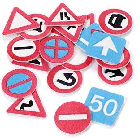 Knorr Prandell 20 TLG. Sortiment aus Schaumstoff Formen Traffic Signs Straßenschild Baustelle, Multi, Farbe