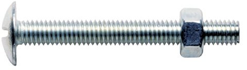 Boulon poêlier tête ronde large fendue en croix acier zingué blanc bg 6 x 60 100