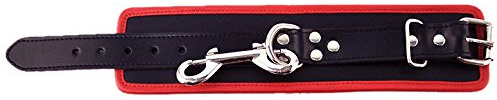 Rouge Garments - Leder Handfesseln, Schwarz/rot, 1er Pack (1 Stück)