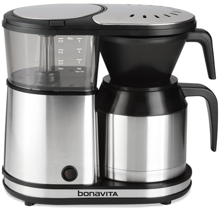 Bonavita 5 Cup Drip Coffee Maker Machine, One-Touch Pour Over, Auto Pause Brewing with Stainless Steel Double Wall Thermal Carafe, SCA Certified, Dishwasher Safe, BV1500TS