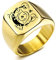 MeMeDIY Benutzerdefinierte Gravur Initialen Monogramm Siegelring für Männer Frauen Jungen Herren Ringe Edelstahl, Bundle mit Ringgrößeneinstellern (Goldfarbe, Größe 62 (19.7))