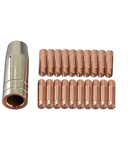 RIVERWELD MIG MAG Kontaktspitzen M6 0,8 mm 140.0059 kegelige Gasdüse 1,20 mm 145.0075, Abdeckung, Sortimentsgrößen-Kit für 15AK MB15 CO2-Schweißbrenner 21 Stück