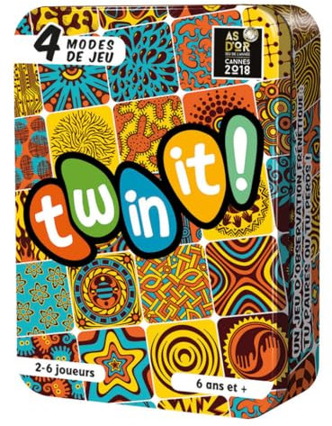ASMODEE - Twin IT - Jeu de Société pour Enfants dès 6 Ans - Jeu de Rapidité pour Toute la Famille - Repérez Vite Les Paires dans la Mosaïque Colorée - 2 à 6 Joueurs - 20 Min - en Français