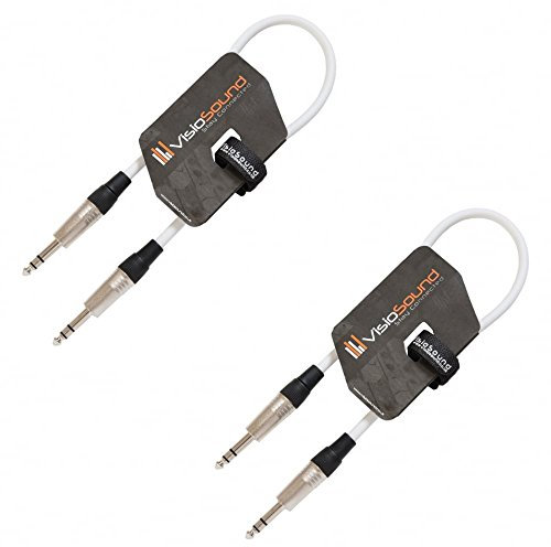 VisioSound 2 x 6.35mm 1/4 Stereo TRS Jack Lead/Balanced Signal Audio Patch Cable / 2 Pack 0.5m White/White