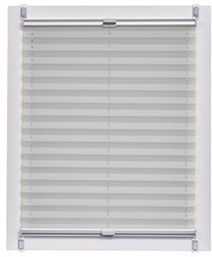 Sunlines Plissee Made in Germany, Tageslicht, Crepes Uni Klemmfix, Silbergraue Schiene, Stoff, Grau, 55 x 150cm