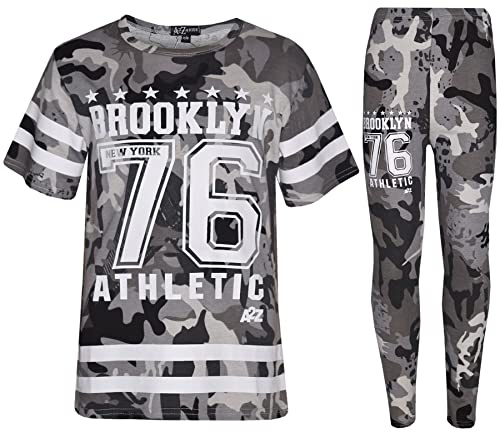 A2Z 4 Kids Girls Brooklyn 76 Athletic Top Leggings Set Sports Casual Fashion Activewear Outfit Set Age 7-13 Years