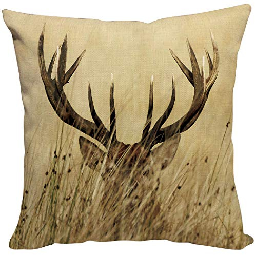 Violetpos Kissenhülle Sofa Zierkissenbezug Auto Zierkissenbezüge Kissenbezüge Kissen Elch Versteckt Sich Im Gras REH 50 x 50 cm