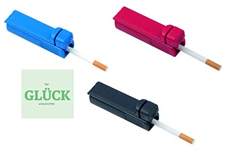 SET 3 Stück Zigarettenstopf Maschinen Zigaretten Hülsen Stopfer Maschine + gratis Glück Aufkleber