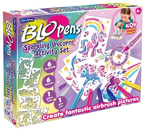 John Adams | BLOPENS® Sparkling Unicorn Activity Set: Create fantastic airbrush pictures | Arts & crafts | Ages 4+, Silver